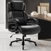 Inbox Zero Marretta 400 lbs. Big & Tall Leather Office Chair w/ Adjustable Lumbar Support Upholstered/Metal in Black | Wayfair