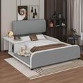 Latitude Run® Full Size Platform Bed w/ Storage Nightstand & Guardrail Upholstered/Faux leather in Gray | 35.4 H x 72.4 W x 80.7 D in | Wayfair