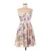Guess Casual Dress - A-Line Sweetheart Sleeveless: Purple Floral Dresses - Women's Size 6