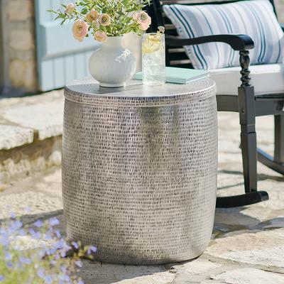 Bronx Storage Outdoor Side Table - Antique Silver - Grandin Road