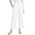 Plus Size Women's Cropped Wide-Leg Lino Soleil Pant by June+Vie in White (Size 18 W)