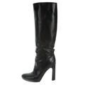 Gucci Shoes | Gucci 6 Black Leather Knee-High Platform Boots W/ Metal Logo | Color: Black | Size: 6