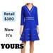Anthropologie Dresses | Fit And Flare Dress In Royal Blue Embroidered Lace V-Neck Sleeves Us Size 14 | Color: Blue | Size: Xl