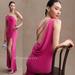 Anthropologie Dresses | Bhlnd Mac Duggal Draped Jersey One Shoulder Side Slit Column Gown Dress Pink Nwt | Color: Pink | Size: Various