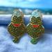 Disney Jewelry | Crystal Metal Drop Dangle Large Ursula Rhinestone Earrings | Color: Green/Red | Size: Os