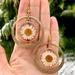 Anthropologie Jewelry | Anthropologie Acrylic Dried Daisy Earrings | Color: Gold/White | Size: Os