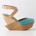 Anthropologie Shoes | Anthropologie Schuler & Sons Leather Pulled Tide Wedge Platform Heels Teal 11 | Color: Blue/Green | Size: 11