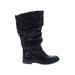 Easy Street Boots: Slouch Chunky Heel Bohemian Black Solid Shoes - Women's Size 7 1/2 - Round Toe