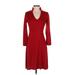 Jessica Howard Casual Dress - A-Line: Burgundy Solid Dresses - Women's Size Small