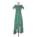 Lulus Casual Dress - High/Low: Green Paisley Dresses - Women's Size Small