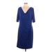 Lauren by Ralph Lauren Casual Dress Cowl Neck Short sleeves: Blue Solid Dresses - Women's Size 18