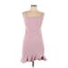 She + Sky Casual Dress - Mini Square Sleeveless: Pink Solid Dresses - Women's Size Large