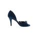 Nine West Heels: Slip On Stiletto Cocktail Blue Solid Shoes - Women's Size 6 - Open Toe