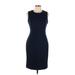 Calvin Klein Cocktail Dress - Sheath Crew Neck Sleeveless: Blue Print Dresses - Women's Size 10
