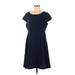 Nicole Miller New York Casual Dress - Mini Scoop Neck Short sleeves: Blue Solid Dresses - Women's Size 8