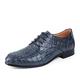 New Formal Oxford Shoes for Men Lace Up Crocodile Embossed Apron Toe Derby Shoes Leather Low Top Slip Resistant Block Heel Rubber Sole Prom (Color : Blue, Size : 5 UK)