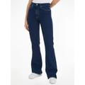 Bootcut-Jeans CALVIN KLEIN JEANS "AUTHENTIC BOOTCUT" Gr. 28, Länge 32, blau (denim dark) Damen Jeans Bootcut