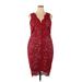 FASHION TO FIGURE Casual Dress - Mini V-Neck Sleeveless: Burgundy Solid Dresses - Women's Size 2X Plus