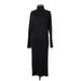 Lafayette 148 New York Casual Dress - Sweater Dress High Neck 3/4 sleeves: Black Print Dresses - Women's Size Medium