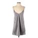 Zara Cocktail Dress - A-Line V-Neck Sleeveless: Gray Print Dresses - Women's Size Small