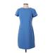 Tommy Hilfiger Casual Dress - Shift High Neck Short sleeves: Blue Print Dresses - Women's Size 4