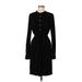 Calvin Klein Casual Dress - Shirtdress Crew Neck Long sleeves: Black Solid Dresses - Women's Size 12