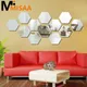 Miroir hexagonal 3D autocollant mural décoratif miroir hexagonal autocollants auto-adhésifs