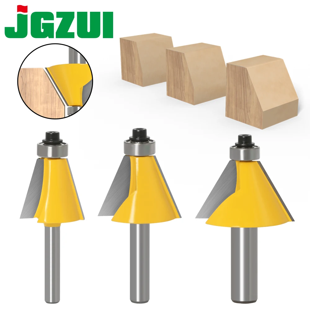 1pc 8mm 6mm 1/4 pollici 12mm 1/2 pollici Gambo Smusso Router Bit 15 Gradi Smussato Bordo Fresa per Legno Macchine Utensili per la lavorazione del legno
