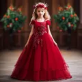 Robe longue de princesse à fleurs pour filles robes de mariée pour enfants robe d'anniversaire