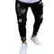 Uomo elastico strappato Skinny Biker ricamo Cartoon Print Jeans buco distrutto Slim Fit Denim Jeans