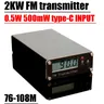 Trasmettitore FM 2KM 76-108Mhz Display digitale 0.5W 500mW trasmettitore FM Stereo USB TYPE-C per