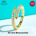 AnuJewel Moissanite Adjustable Open Band Ring Yellow Gold Plated 1.5mm D Color Moissanite Wedding