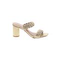 A New Day Heels: Slip On Chunky Heel Casual Gold Shoes - Women's Size 7 1/2 - Open Toe