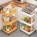 3 Tiers Kitchen Shelf Multifunction Large Capacity Seasoning Storage Rack with Wheel Snacks Sundries