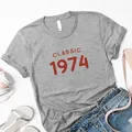 Vintage 1974 T-Shirt Women 50 Years Old 50th Birthday Gift Girls Mom Wife Daughter Party Top Tshirt