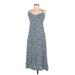 Zara Casual Dress - Midi V-Neck Sleeveless: Blue Print Dresses - Women's Size Medium