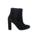 Steve Madden Ankle Boots: Chelsea Boots Chunky Heel Minimalist Black Solid Shoes - Women's Size 8 1/2 - Almond Toe