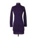 Zara Casual Dress - Mini High Neck Long sleeves: Purple Dresses - Women's Size Small