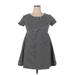 Jessica Simpson Casual Dress - Mini Crew Neck Short sleeves: Black Stripes Dresses - Women's Size X-Large