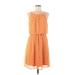 Tacera Casual Dress - Mini Scoop Neck Sleeveless: Orange Dresses - Women's Size Medium
