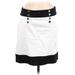 White House Black Market Casual A-Line Skirt Knee Length: White Color Block Bottoms - Women's Size 6