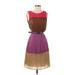 Julie Dillon Casual Dress: Brown Color Block Dresses - Women's Size 0