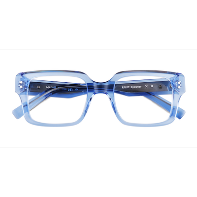 Male s square Crystal Blue Acetate,Eco Friendly Prescription eyeglasses - Eyebuydirect s Mason