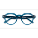 Unisex s round Crystal Blue Acetate Prescription eyeglasses - Eyebuydirect s Remy