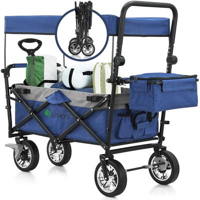 Juskys - Bollerwagen mit Dach & Tasche - Wagen bis 120 kg belastbar - Handwagen faltbar zum