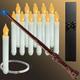 12 pièces à piles sans flamme scintillement raccrocher cône flottant fausses bougies avec baguette magique à distance led électrique fenêtre bougie lumière décor pour halloween noël mariage et fête