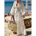 Femme Ensemble Robe Deux Pièces robe blanche Robe casual Jupe Ensemble Extérieur Vacances Mode Moderne Lacet A Volants robe longue Col V manche longue Plein Standard Blanche Eté Printemps S M L XL