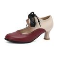 Femme Sandales Chaussures Bullock Grandes Tailles Extérieur du quotidien Bloc de couleur Bottines Bottines Lacet Talon Cubain Bout rond Elégant Rétro Vintage Faux Cuir Lacet Vin Noir Marron