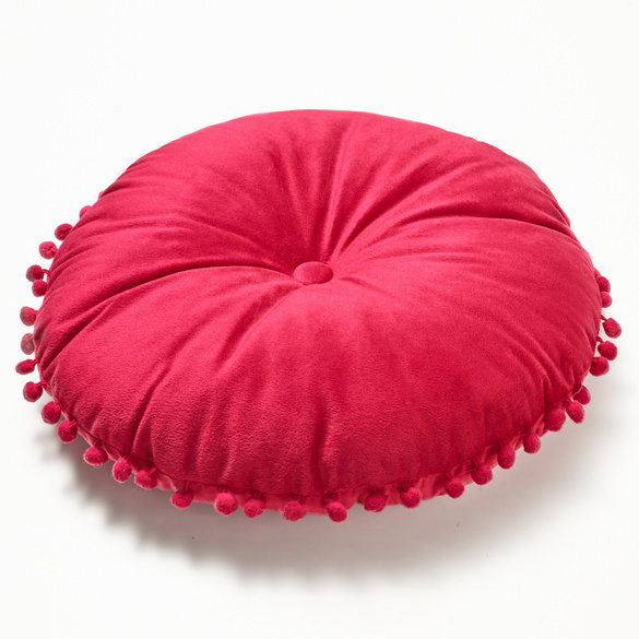 Rundes Kissen mit Knopf in der Mitte, rot Image