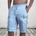 Men's Cargo Shorts Summer Shorts Drawstring Elastic Waist Print Star Graphic Prints Geometry Breathable Soft Short Casual Daily Holiday Streetwear Designer Black Blue Micro-elastic